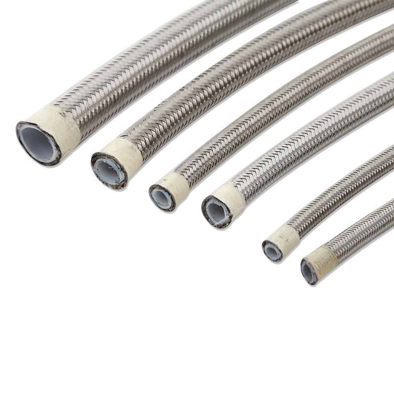 tuyau en PTFE haute pression avec une couche tressée d'acier inoxydable pour le transport et l'hydraulique mobile
