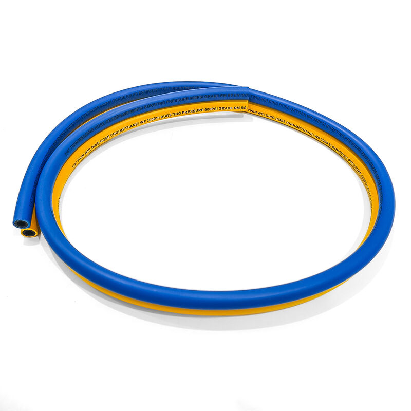 tuyau de double soudure à charge lourde avec renforcement tressé en fibres et certification EN ISO 3821 pour les applications d'acétylène d'oxygène