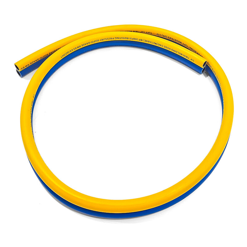 tuyau de double soudure à charge lourde avec renforcement tressé en fibres et certification EN ISO 3821 pour les applications d'acétylène d'oxygène